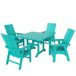 WestinTrends 5 Piece Outdoor Patio Dining Square Table and Modern Armchair Set - 1 of 2