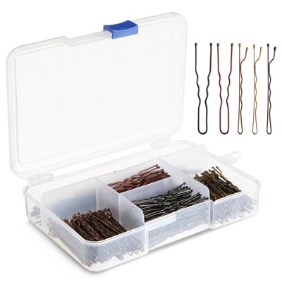 Okuna Outpost 360 Pieces U Shaped Hair Pins with Case, Hair Accessories for Women Girls (2 In, 4 Colors)