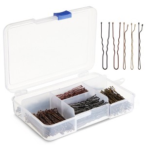 Okuna Outpost 360 Pieces U Shaped Hair Pins with Case, Hair Accessories for Women Girls (2 In, 4 Colors) - 1 of 4