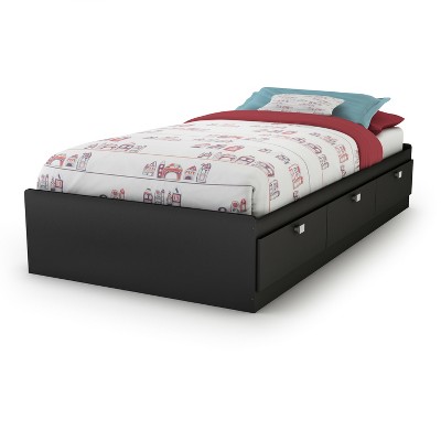HomeStock Mates Bed with Drawers, Twin,Pure Black