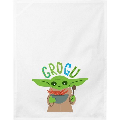 Star Wars The Mandalorian Grogu Holiday Blue & White Dish Towel