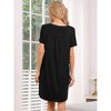 cheibear Women's V-Neck Front Button Down Short Sleeve Nightgowns - 4 of 4