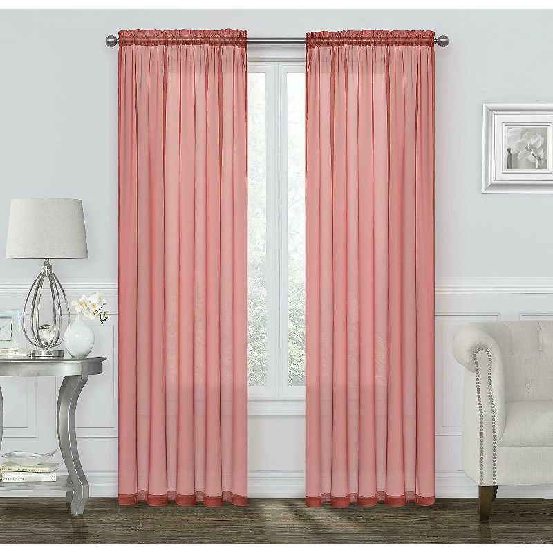 Kate Aurora Basic 2 Pack Sheer Voile Home Window Curtains, 1 of 4
