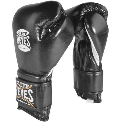 Cleto Reyes Hook and Loop Leather Training Boxing Gloves - 12 oz - Black