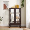 Vynxaria Decorative Storage Cabinet with Mirrored Back and Adjustable Glass Shelves - Cherry/White/Oak - 2 of 4