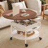 WOWLIVE Lift Top Coffee Table with Storage Shelves and Wheels，Round Casters Cocktail Table with Hidden Compartment for Living Room - 4 of 4
