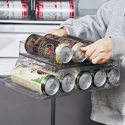 LunaLulinlk Soda Can Organizer Clear Refrigerator Bin for Soda Cans (12 Count)