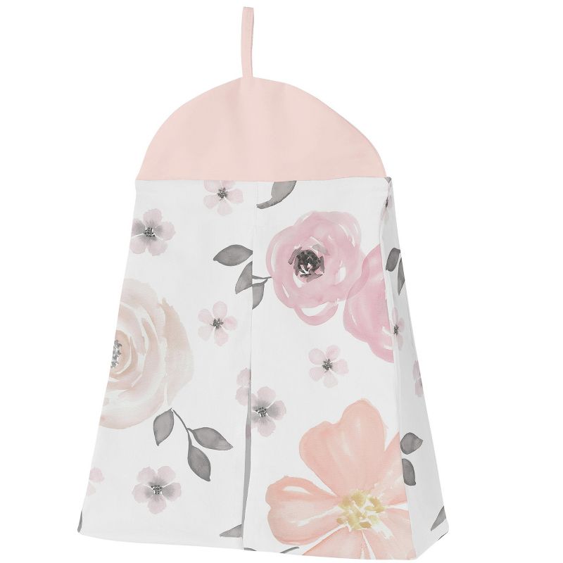 Sweet Jojo Designs Girl Baby Crib Bedding Set - Watercolor Floral Pink Grey White 4pc, 6 of 8