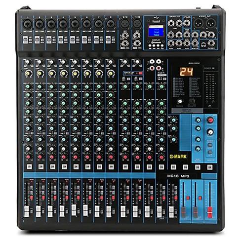 G-mark Mg16mp3 Professional 16 Bluetooth Phantom Power Board Audio Mixing Console With 24 Bit Spx Effects & Usb Soundcard, Black : Target