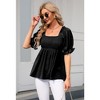 WhizMax Women's Summer Top Short Sleeve Square Neck Blouses Ruffle Smocked Peplum Babydoll Blouse Tunic Tops - 2 of 4