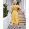 Coolmee Women Summer Boho Floral Short Sleeve V Neck Ruffle A-Line High Waist Maternity Dress With Belt - 3 of 4