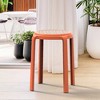 LeisureMod Tresse Stackable Dining Stool – Mid-Century Modern Round Backless Wicker-Top Seat Indoor Outdoor Use for Kitchen, Patio, Garden Set of 2 - 2 of 4