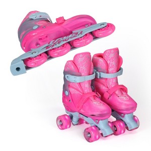 BARBIE 2in1 Kids Roller Skates, Transform from Quads to Inlines Skates, Durable Hardshell Boot, LED Wheels ABEC-7 Carbon Steel Bearings - 1 of 4