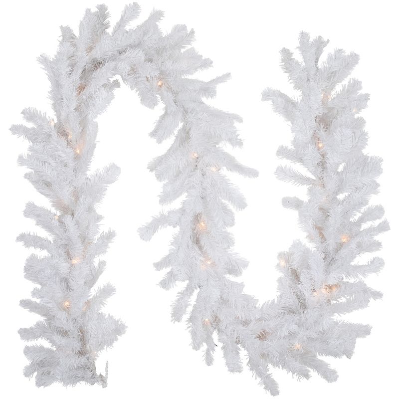 Northlight 9' x 12" Prelit Snow White Artificial Christmas Garland - Clear Lights, 1 of 8