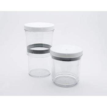 Botto Design The Adjustable Airtight Container 2-Pack | Push Down To Remove Air And Adjust Contents Between 16 oz & 32 oz (Clear)