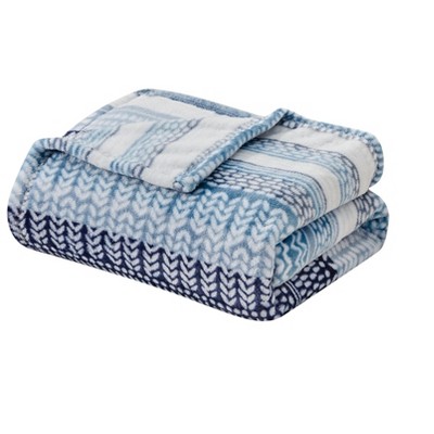 Anissa Blue and White Fleece 50x70 Decorative Throw Blanket