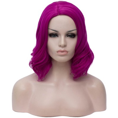 Unique Bargains Women Curly Medium Wavy Shoulder Length Human Hair Wigs 14" with Wig Cap