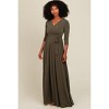 PinkBlush Olive Green Draped 3/4 Sleeve Maternity Maxi Dress - 4 of 4