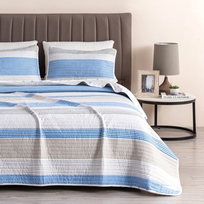 Great Bay Home Stripe Reversible Quilt Set With Shams