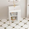 FAMYYT 21.6 in. Single Sink Freestanding White Bath Vanity with White Ceramic Top, Soft-closing Hinge, Right-side Open Shelf - 4 of 4