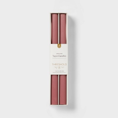 4pk Ribbed Taper Candle Set Pink - Threshold™