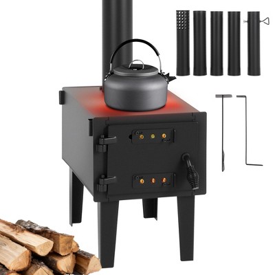 Garvee Small Wood Stove with Pipe, Hot Tent Stove for Camping, Heating, Cooking, Black