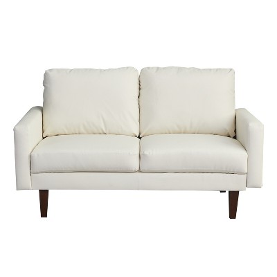 Leather Sofa Set Modern Sofa & Loveseat Set 2 Piece Couch Set with Wooden Legs for Living Room