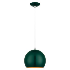 Livex Lighting Piedmont 1 - Light Pendant in  Shiny Hunter Green/Polished Chrome - 1 of 2