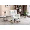 Tufted Teddy Fabric Rocking Nursery Chair with Wide Back and Wooden Legs,Upholstered Glider for Living Room or Bedroom-Baofuwish - 3 of 4