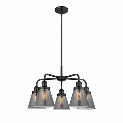 Cone - 5 Light Stem Hung Chandelier In Art Deco Style-14.75 Inches Tall and 24.25 Inches Wide