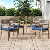 Set of 4 Acacia Wood Outdoor Dining Chairs with Cushions, Patio Dining Chair Teak Look with Beige Rope, Outdoor Dining Chair Set for Garden-Koiai - 3 of 4