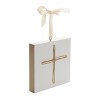 Transpac Wood 6.5 in. Off-White Christmas Cross Block Ornament - 2 of 4