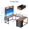 U Shaped Computer Desk with Monitor Stand and LED Lights, Computer Gaming Desk with Storage Shelves - 2 of 4