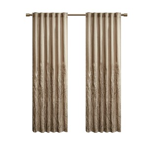 Gracie Mills Saffron Embroidered Faux Silk Curtain Panel - 1 of 4