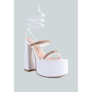Indulgence Metal Chain Lace Up Chunky Sandals Women - 1 of 4