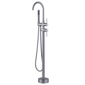 WOWOW 2-Handle Freestanding Tub Faucet with Hand Shower in Brushed Nickel - 1 of 4