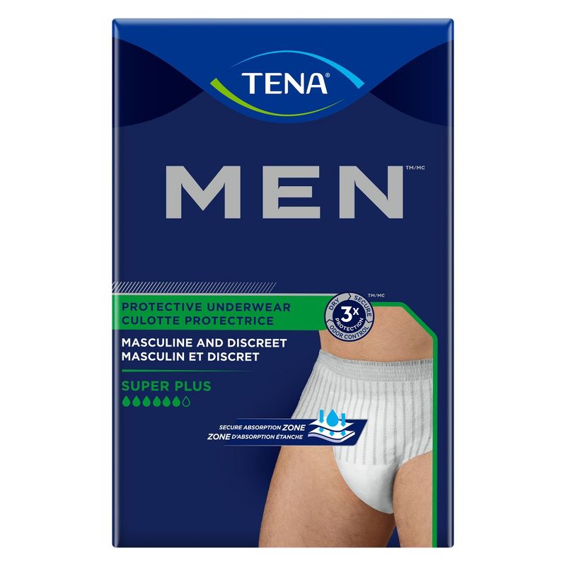 TENA Men Super Plus Incontinence Underwear, Heavy Absorbency, L/XL, 56 Count, 1 of 4