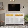 Sideboard Buffet Cabinet With Power Outlet,Kitchen Storage Cabinet With 2 Fluted Acrylic Drawers - 2 of 4