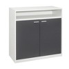 Kings Brand Furniture Marcy 2-Door Shoe Storage Cabinet with Open Shelf, White/Grey - 3 of 4