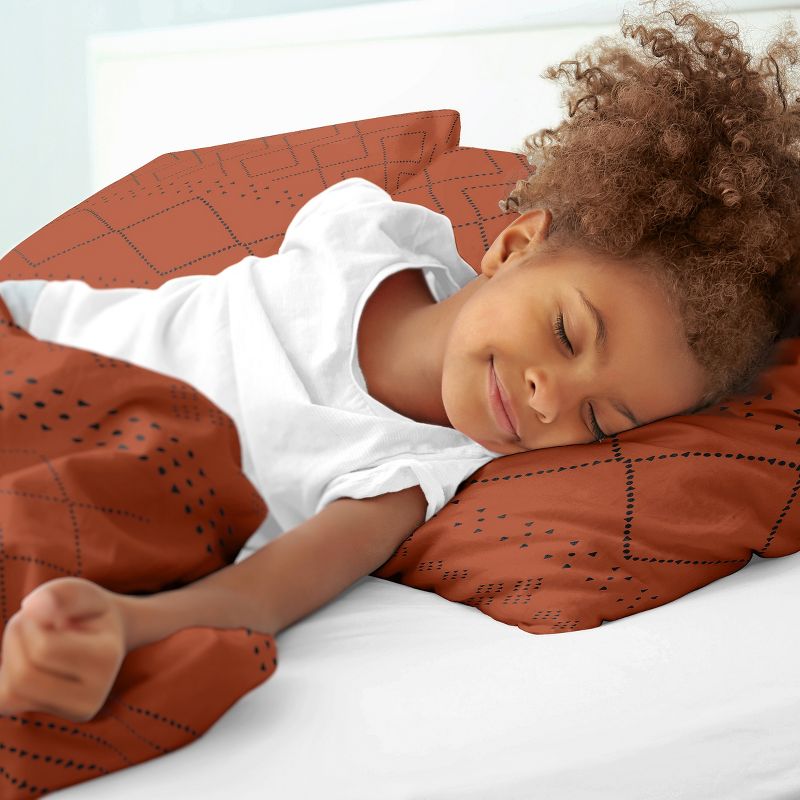 Sweet Jojo Designs Full/Queen Comforter Bedding Set Geometric Boho Dot Orange Black 3pc, 5 of 8
