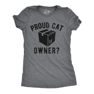 Womens Funny T Shirts Proud Cat Owner Sarcastic Kitten Graphic Tee For Ladies - Crazy Dog Women's T Shirt - 1 of 4