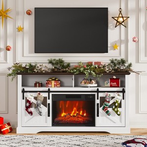 CuisinSmart  TV Stand (Up to 65" TVs), 60" Farmhouse Media TV Console with Sliding Barn Door Storage Cabinet (Fireplace Not Included) - 1 of 4