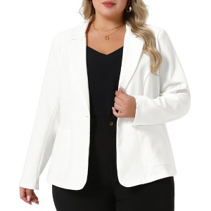 Agnes Orinda Women's Plus Size Work Formal Notch Lapel Front Buttons Pockets Blazers - 1 of 4