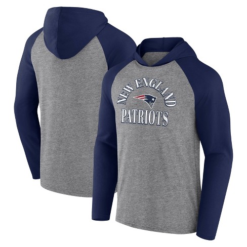 Nfl New England Patriots Men's Gray Full Back Run Long Sleeve Lightweight  Hooded Sweatshirt : Target