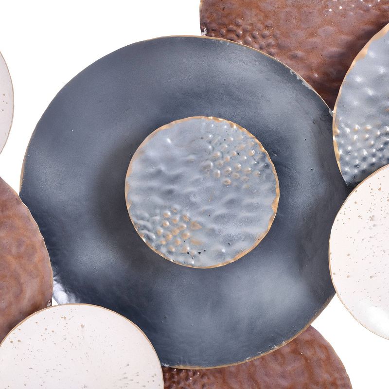 Metal Nobu Hanging Assorted Hammered Circles Unframed Wall Canvas Brown/White/Black - StyleCraft, 5 of 9