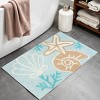 HomeRoots 32" Blue Tan And White Cotton Seashells And Coral Bath Rug - 2 of 4