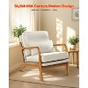 VEVOR Accent Chair, Mid Century Modern Armchair with Solid Wood Frame and Non-Slip Legs, Upholstered Leisure Chair with Linen Fabric, Beige - 3 of 4