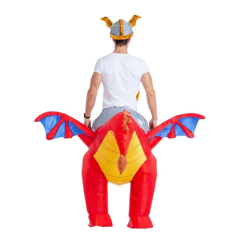 Adult Red Fire Dragon Ride-On Inflatable Costume - One Size, 3 of 4