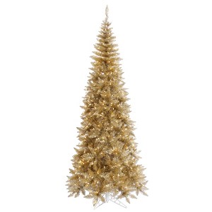 Vickerman Champagne Tinsel Fir Slim Artificial Christmas Tree - 1 of 4