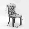Velvet Dining Chair Set of 2,Upholstered Dining Chairs with Nailhead Trim for Dining Room,High Backrest Armless Kitchen Chairs-Cuddlewood - 4 of 4